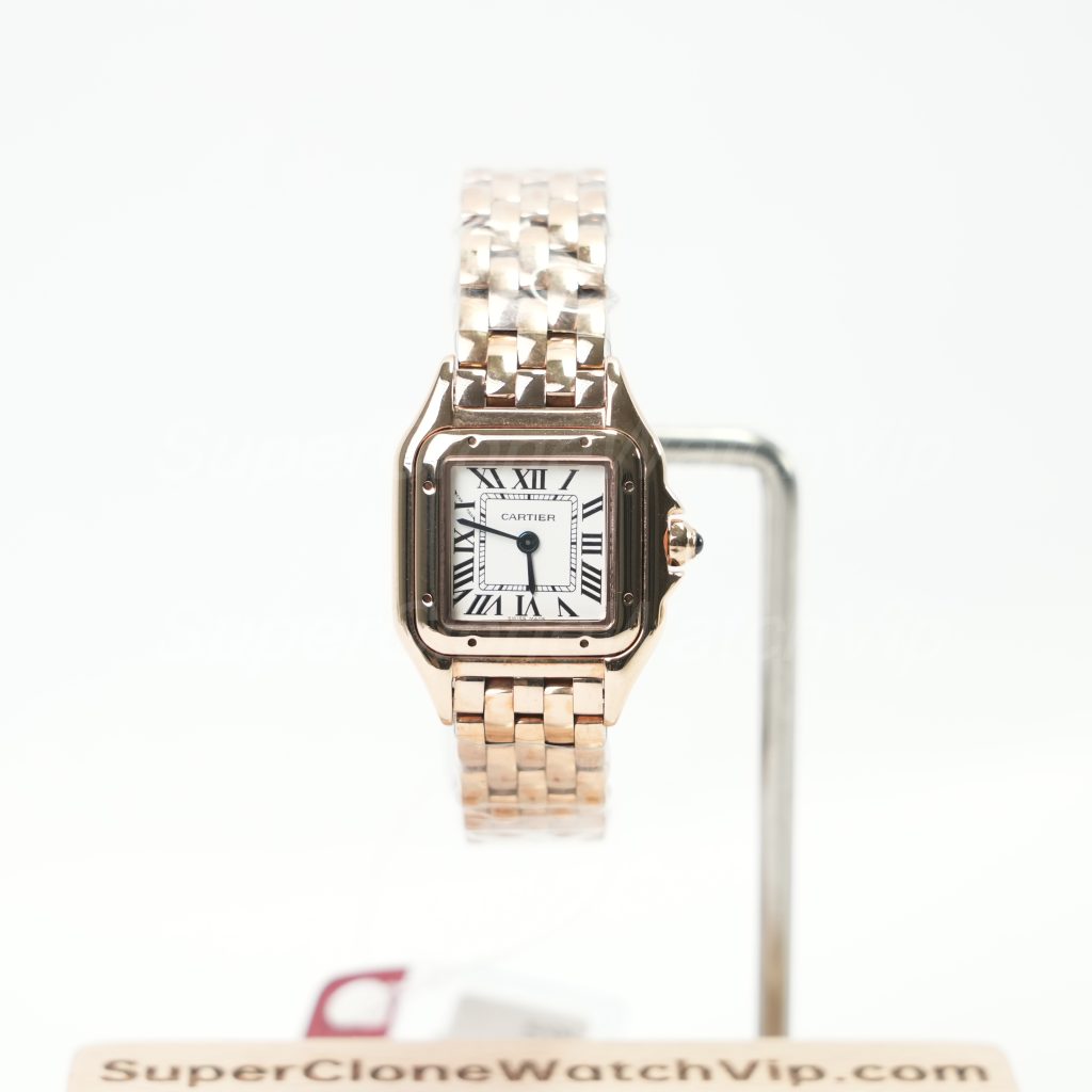 Cartier Panthère Rose Gold White Dial Rose Gold Bracelet 22x30mm Replica Watches - 1-212-scaled