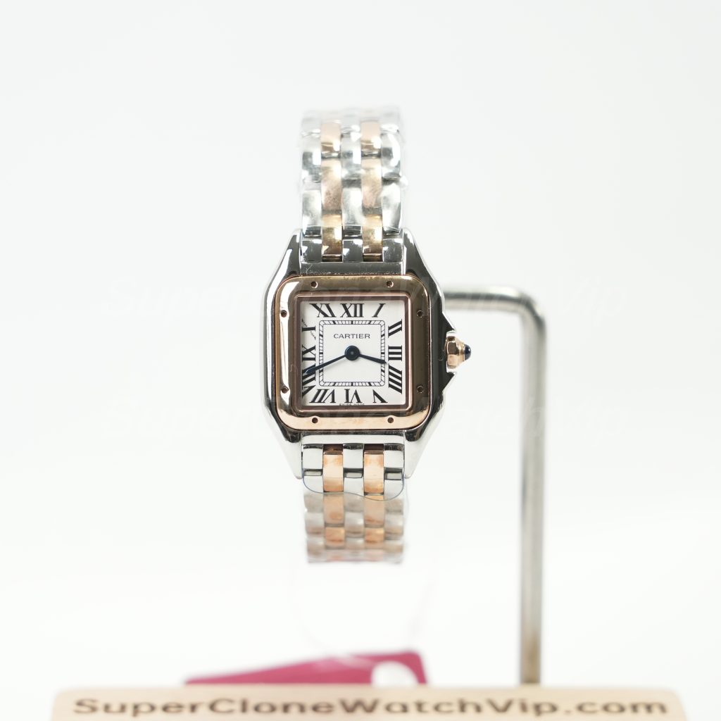 Cartier Panthère Two-Tone Rose Gold White Dial Two-Tone Rose Gold Bracelet 22x30mm Replica Watches - 1-213-scaled