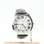 Cartier Drive de Cartier Steel Model Silver Dial Black Alligator Leather Strap 40mm Replica Watches - 1-214-scaled