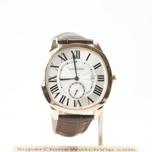 Cartier Drive de Cartier Rose Gold Silver Dial Brown Alligator Leather Strap 40mm Replica Watches - 1-219-scaled