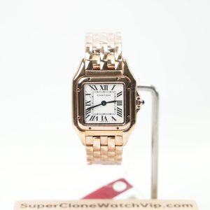 Cartier Panthère Rose Gold White Dial Rose Gold Bracelet 27x37mm Replica Watches - 1-220-scaled