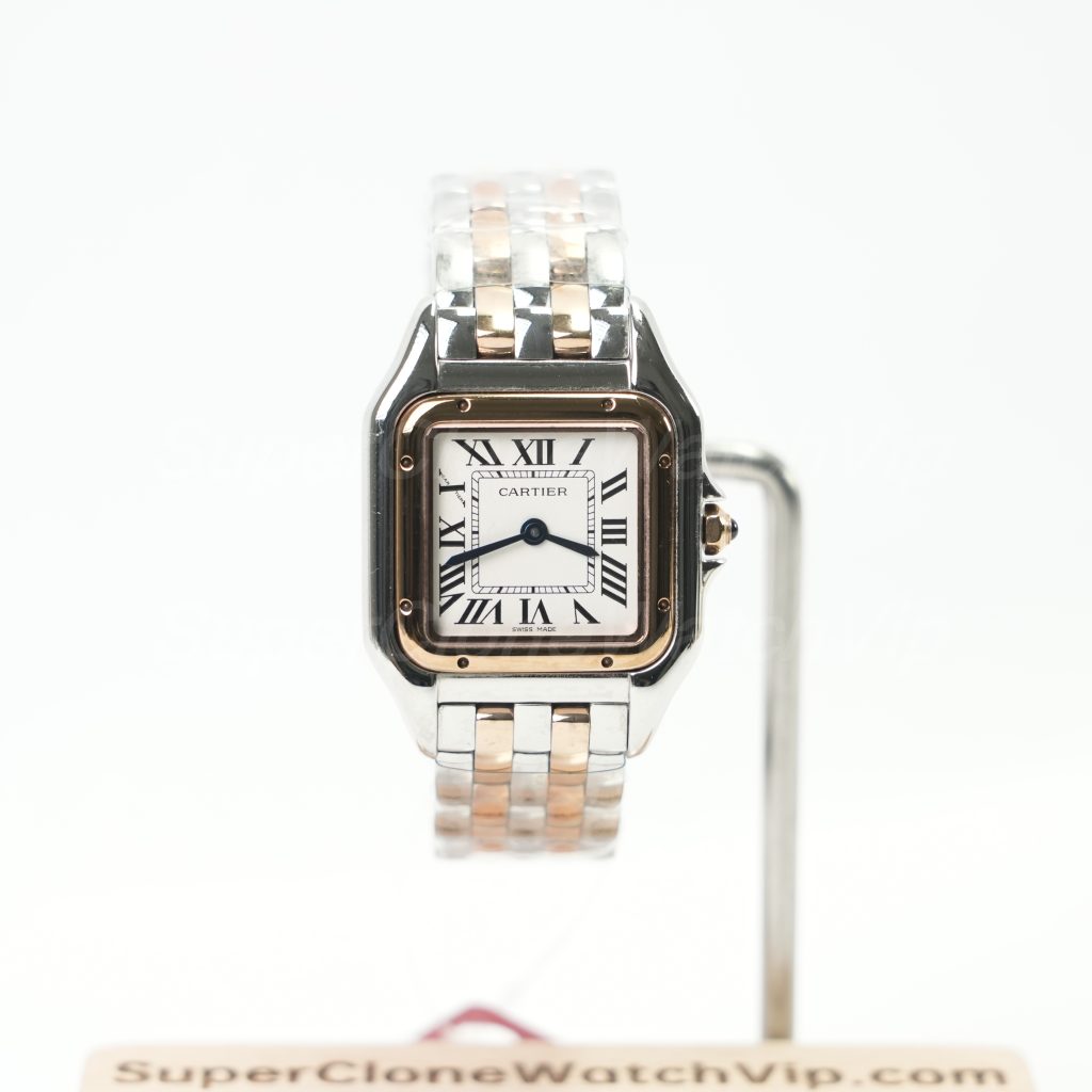 Cartier Panthère Two-Tone Rose Gold White Dial Two-Tone Rose Gold Bracelet 27x37mm Replica Watches - 1-222-scaled