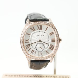 Cartier Drive de Cartier Rose Gold Diamond Bezel White Dial Black Alligator Leather Strap 40mm Replica Watches - 1-224-scaled