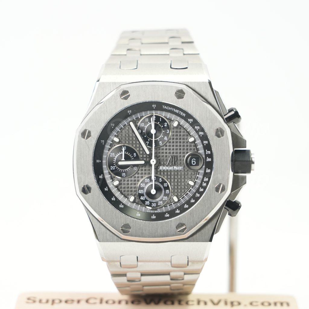 Audemars Piguet Royal Oak Offshore Steel Model Chronograph Grey Tapisserie Dial Steel Bracelet 42mm Replica Watch - 1-225-scaled