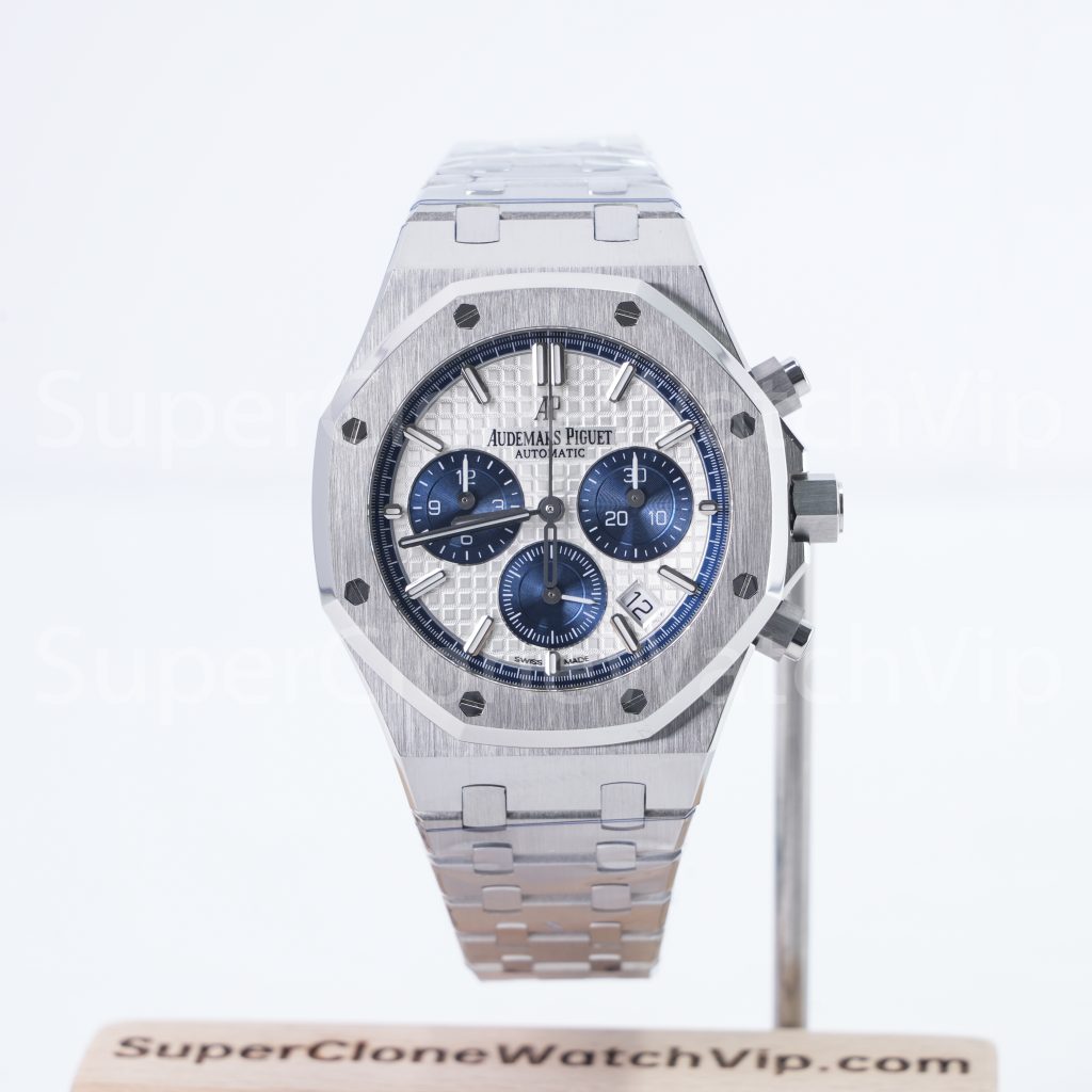 Audemars Piguet Royal Oak Chronograph 26315ST Steel Model Silver Grande Tapisserie Dial Blue Sub-dials Steel Bracelet 38mm Replica Watch - 1-226-scaled