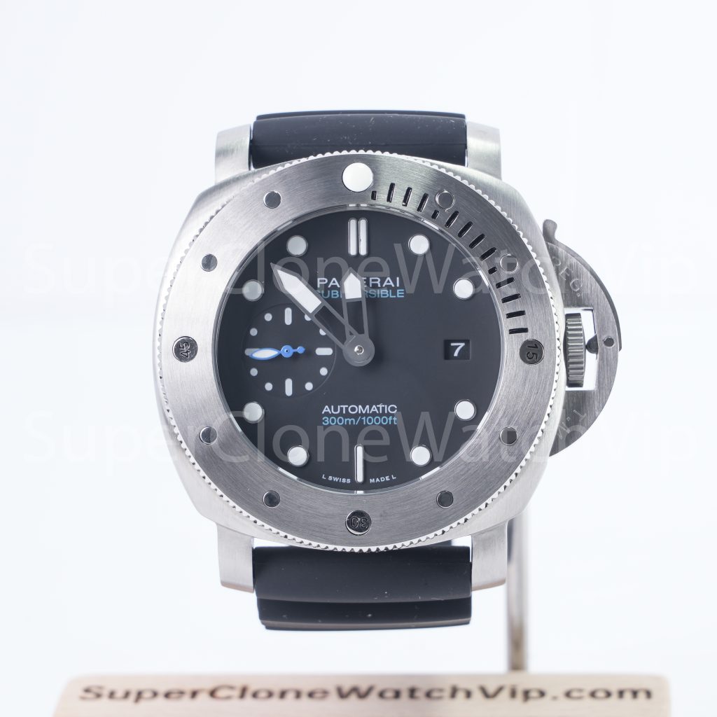 Panerai Submersible PAM00973 Steel Black Dial Brushed Steel Bezel Black Rubber Strap 42mm Replica Watches - 1-235-scaled