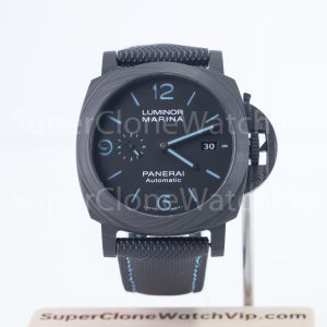 Panerai Luminor Marina PAM02661 Carbotech Black Dial Blue Lume Black Rubber Strap 44mm Replica Watches - 1-238-scaled