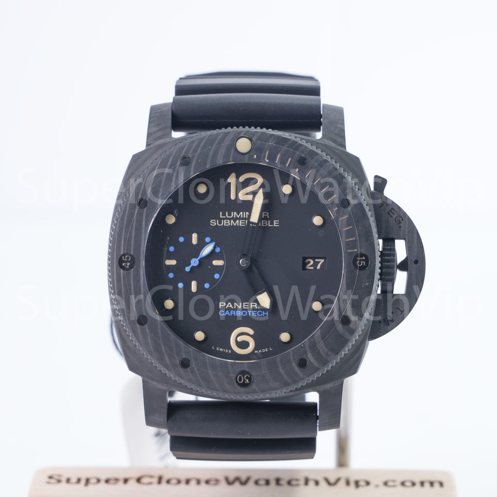 Panerai Luminor Submersible 1950 PAM00616 Carbotech Black Dial Carbon Fiber Bezel Black Rubber Strap 47mm Replica Watches - 1-241-scaled