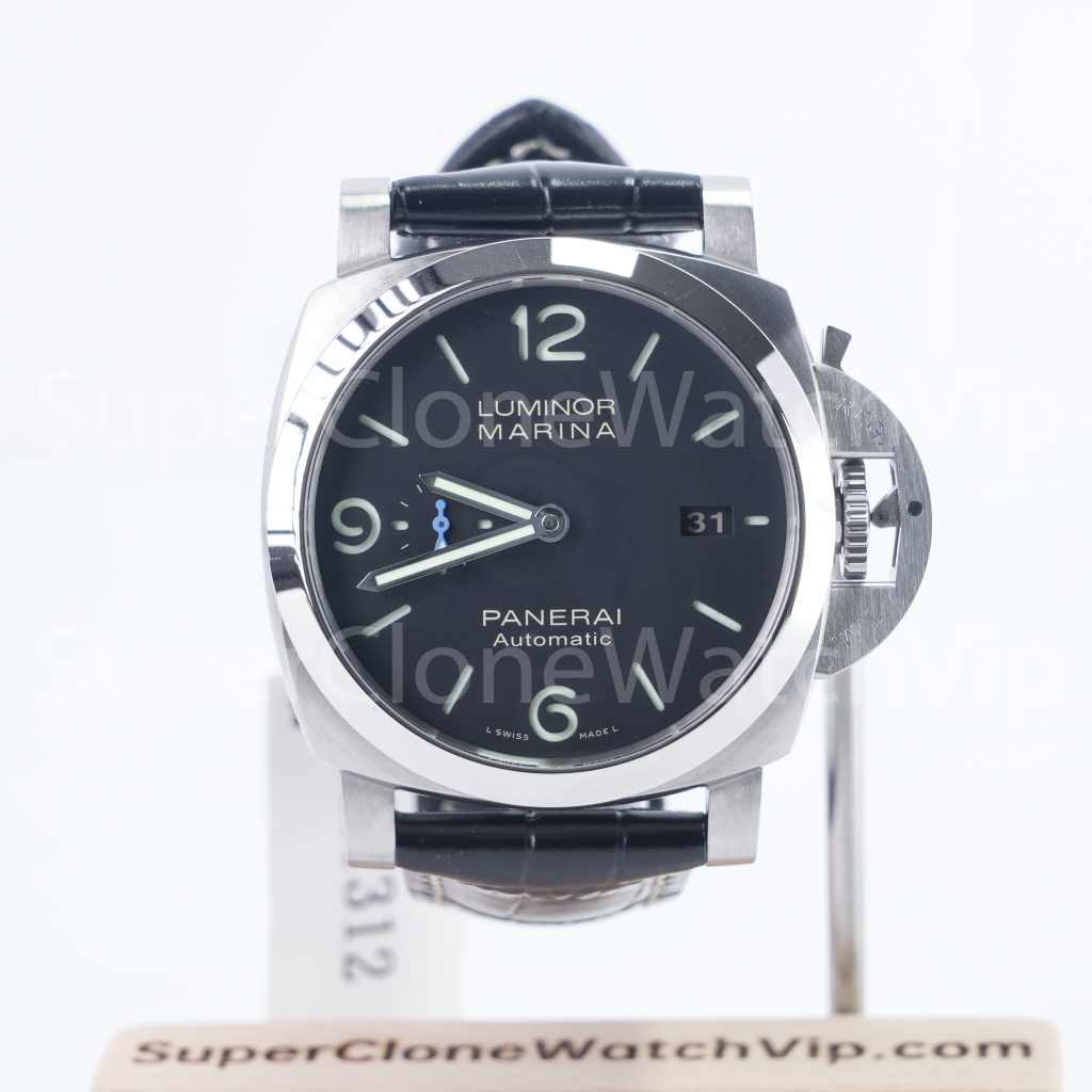 Panerai Luminor Marina PAM01312 Steel Model Black Dial Black Leather Strap 44mm Replica Watches - 1-242-scaled