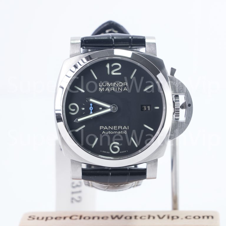 Panerai Luminor Marina PAM01312 Steel Model Black Dial Black Leather Strap 44mm Replica Watches - 1-242-scaled