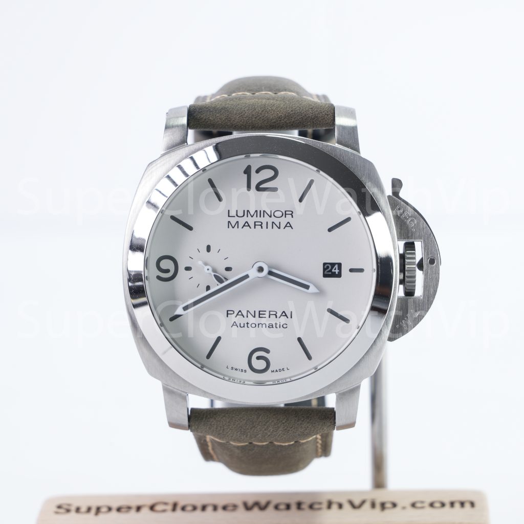 Panerai Luminor Marina PAM01314 Steel Model White Dial Brown Leather Strap 44mm Replica Watches - 1-245-scaled