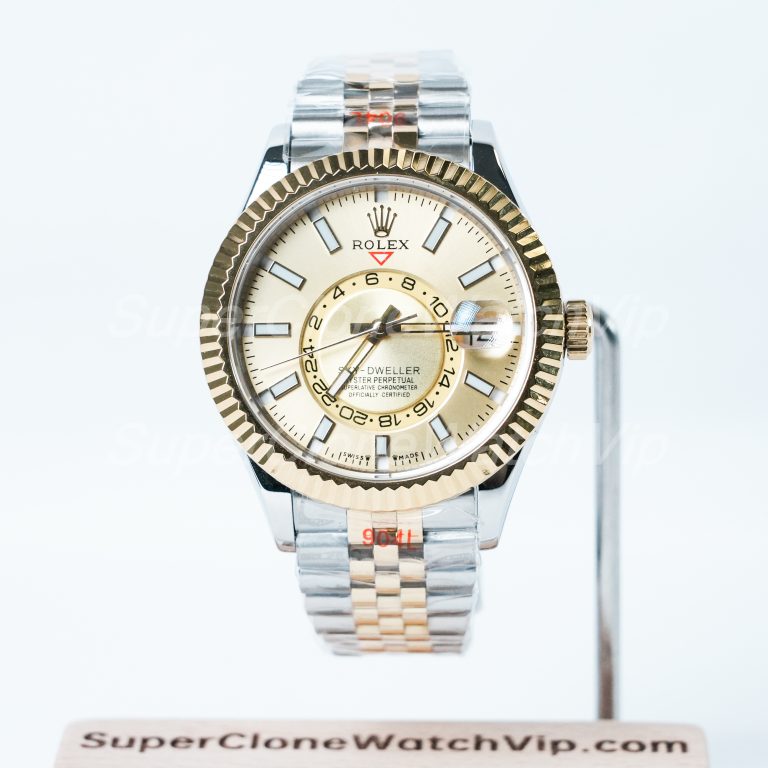 Rolex-Sky-Dweller-326933-Gold-Dial-Steel-Gold-42mm Super Clone Watches Replica Watches - 1-247-scaled