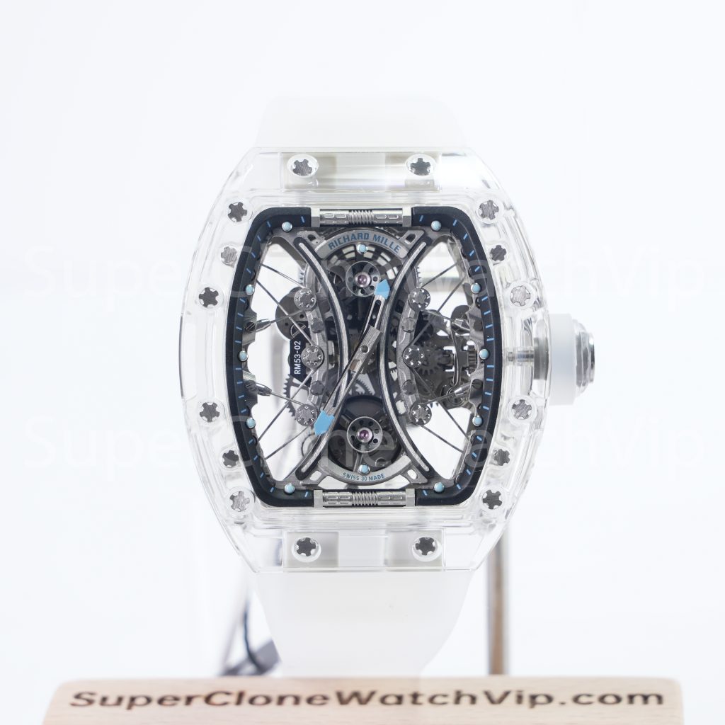 Richard Mille RM 53-02 Sapphire Case Skeleton Dial White Rubber Strap 49mm Replica Watch - 1-97-scaled