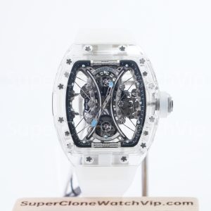 Richard Mille RM 53-02 Sapphire Case Skeleton Dial White Rubber Strap 49mm Replica Watch - 1-97-scaled