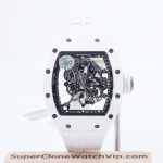 Richard Mille RM 055 Bubba Watson White Ceramic Skeleton Dial White Rubber Strap 49mm Replica Watch - 1-98-scaled