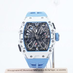 Richard Mille RM 35-03 Rafael Nadal Butterfly Rotor White Quartz TPT Blue Rubber Strap 49mm Replica Watch - 1-99-scaled