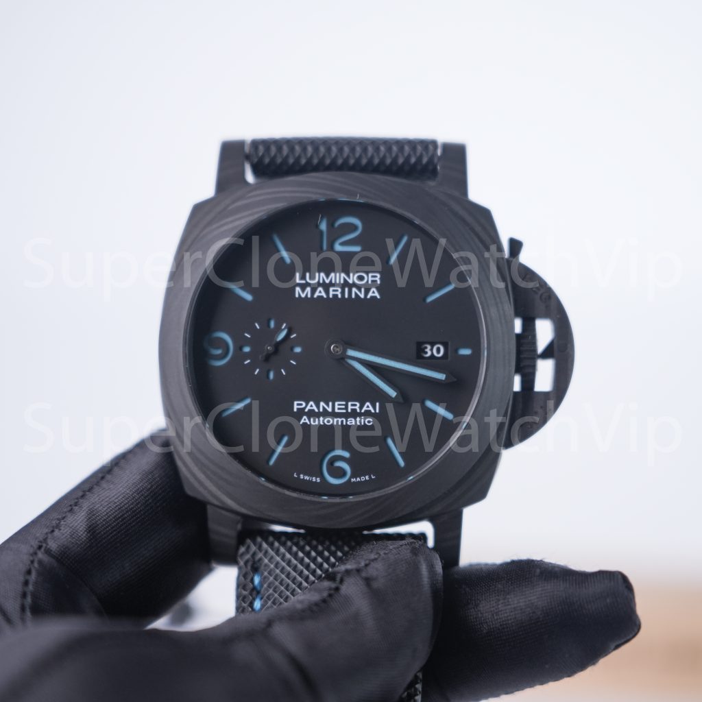 Panerai Luminor Marina PAM02661 Carbotech Black Dial Blue Lume Black Rubber Strap 44mm Replica Watches - 10-155-scaled