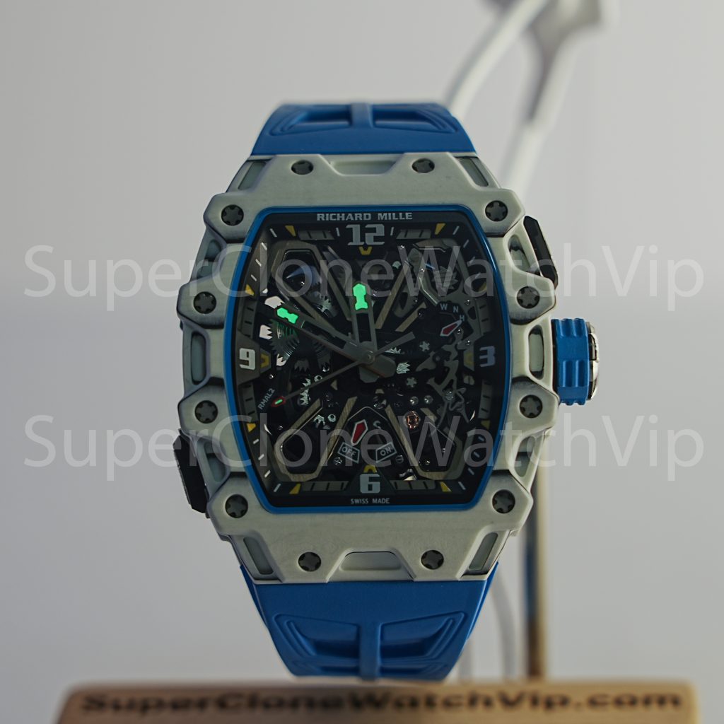 Richard Mille RM 35-03 Rafael Nadal Butterfly Rotor White Quartz TPT Blue Rubber Strap 49mm Replica Watch - 2-101-scaled
