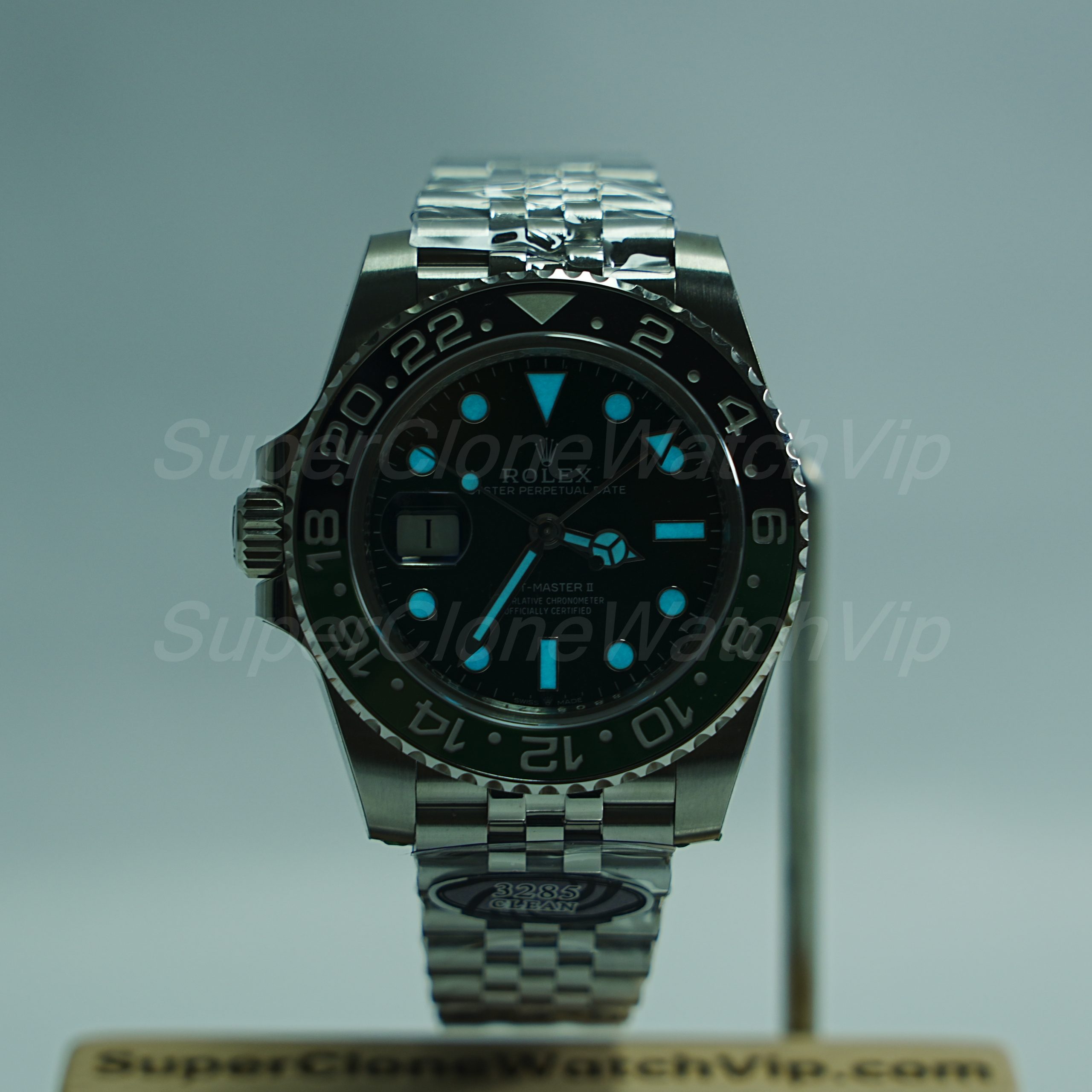 Rolex GMT-Master II 126720VTNR Sprite Green Dial Jubilee Bracelet 40mm Replica Watch side view