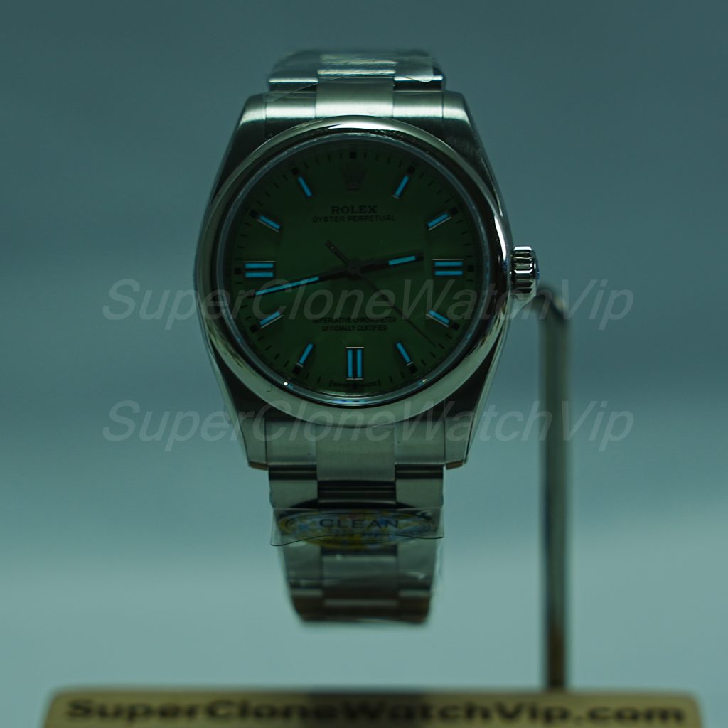 Rolex Oyster Perpetual Steel Model Pistachio Green Dial Oyster Bracelet 36mm Replica Watch - 2-185-scaled
