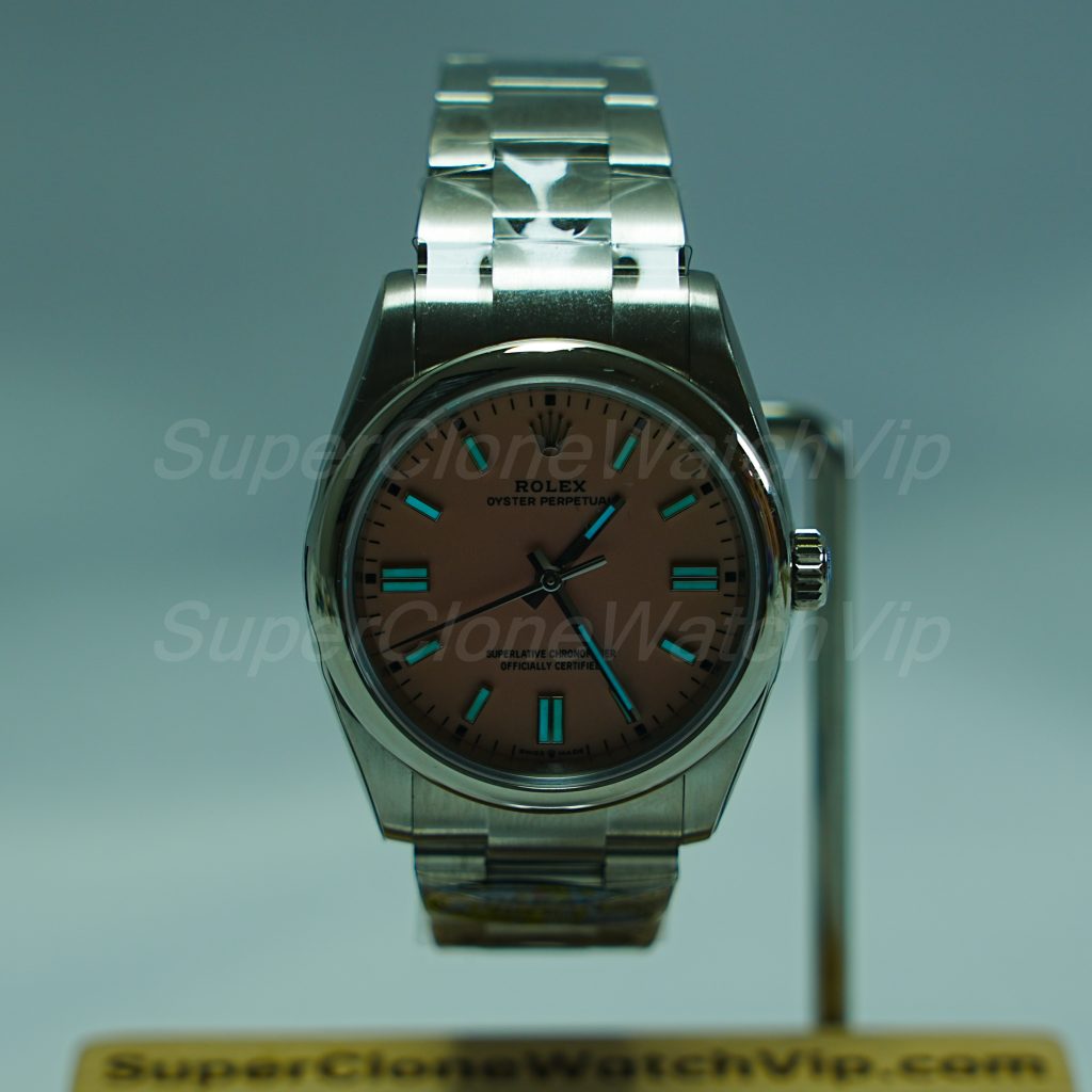 Rolex Oyster Perpetual Steel Model Candy Pink Dial Oyster Bracelet 36mm Replica Watch - 2-187-scaled