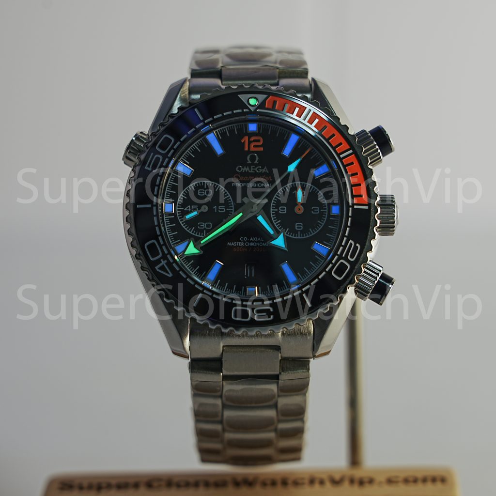 Omega Seamaster Planet Ocean 600M Chronograph Steel Model Black Dial Black-Orange Ceramic Bezel Steel Bracelet 45.5mm Replica Watches - 2-192-scaled