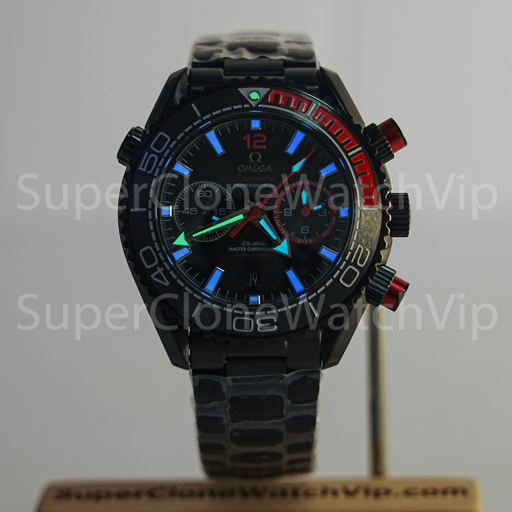 Omega Seamaster Planet Ocean 600M Chronograph "Deep Black" Volvo Ocean Race Limited Edition Black-Red Ceramic Bezel Black Steel Bracelet 45.5mm Replica Watches - 2-194-scaled