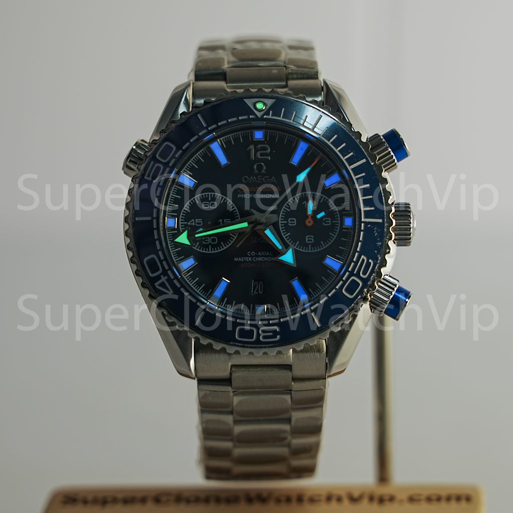 Omega Seamaster Planet Ocean 600M Chronograph Steel Model Blue Dial Blue Ceramic Bezel Steel Bracelet 45.5mm Replica Watches - 2-198-scaled