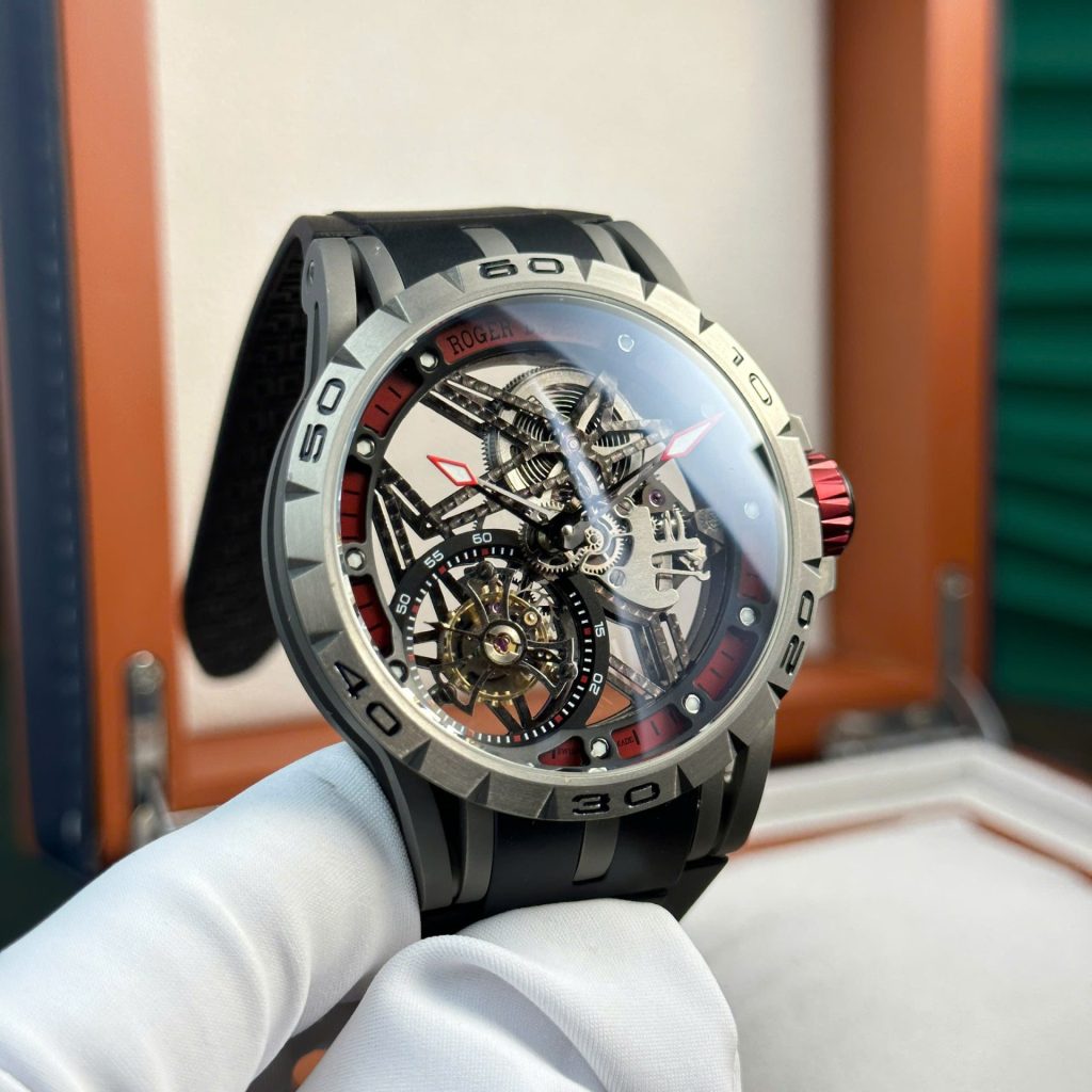 Roger Dubuis Excalibur Spider RDDBEX0545 Titanium Skeleton Dial Titanium Bezel Black Rubber Strap 45mm Replica Watches - 2-203