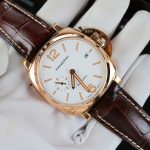Panerai Luminor Due PAM01042 18K Rose Gold White Dial Smooth Bezel Brown Leather Strap 42mm Replica Watches - 2-204