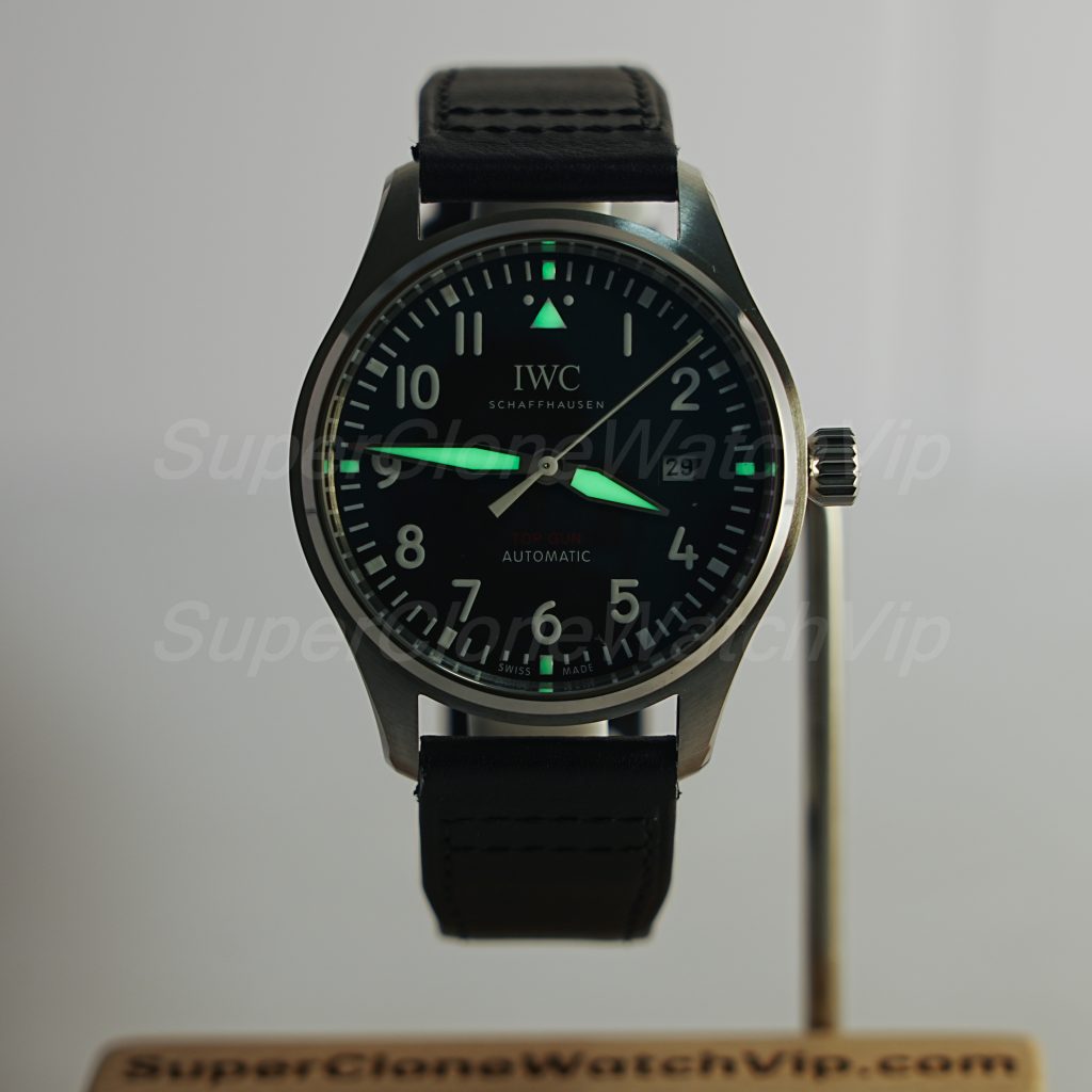 IWC Pilot's Watch Automatic TOP GUN Steel Model Black Dial Black Leather Strap 41mm Replica Watches - 2-206-scaled