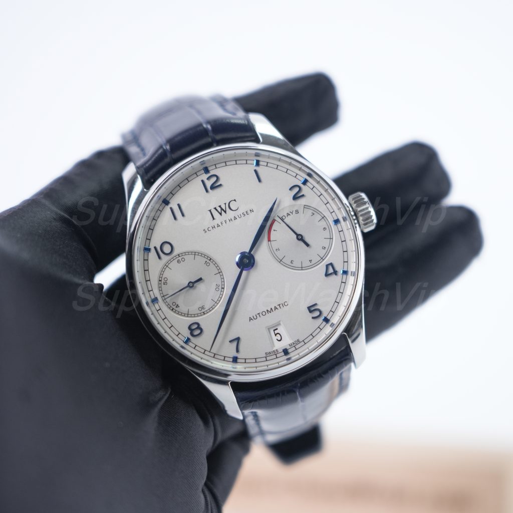IWC Portugieser Automatic 7 Days Steel Model White Dial Blue Crocodile Leather Strap 42mm Replica Watches - 2-207-scaled