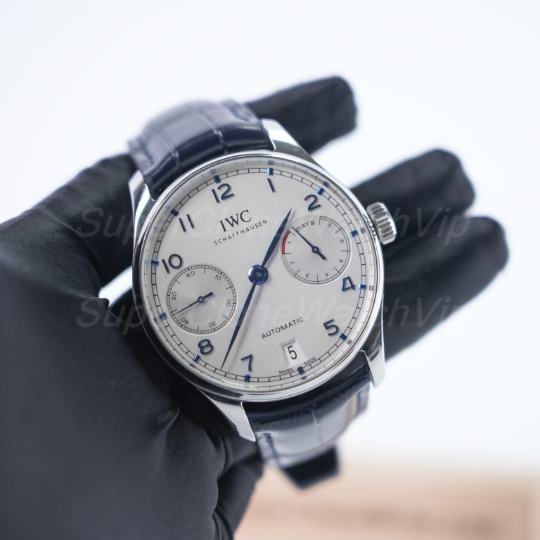 IWC Portugieser Automatic 7 Days Steel Model White Dial Blue Crocodile Leather Strap 42mm Replica Watches - 2-207-scaled