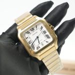 Cartier Santos de Cartier 18K Yellow Gold White Dial Gold Bracelet 39.8mm x 47.5mm Replica Watches - 2-217-scaled