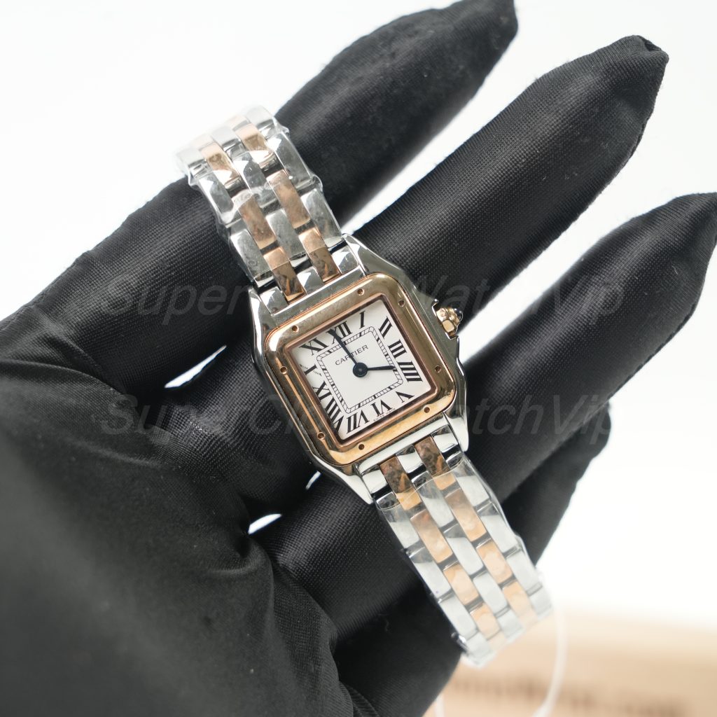 Cartier Panthère Two-Tone Rose Gold White Dial Two-Tone Rose Gold Bracelet 22x30mm Replica Watches - 2-221-scaled