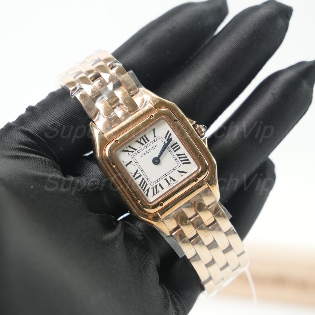 Cartier Panthère Rose Gold White Dial Rose Gold Bracelet 27x37mm Replica Watches - 2-228-scaled