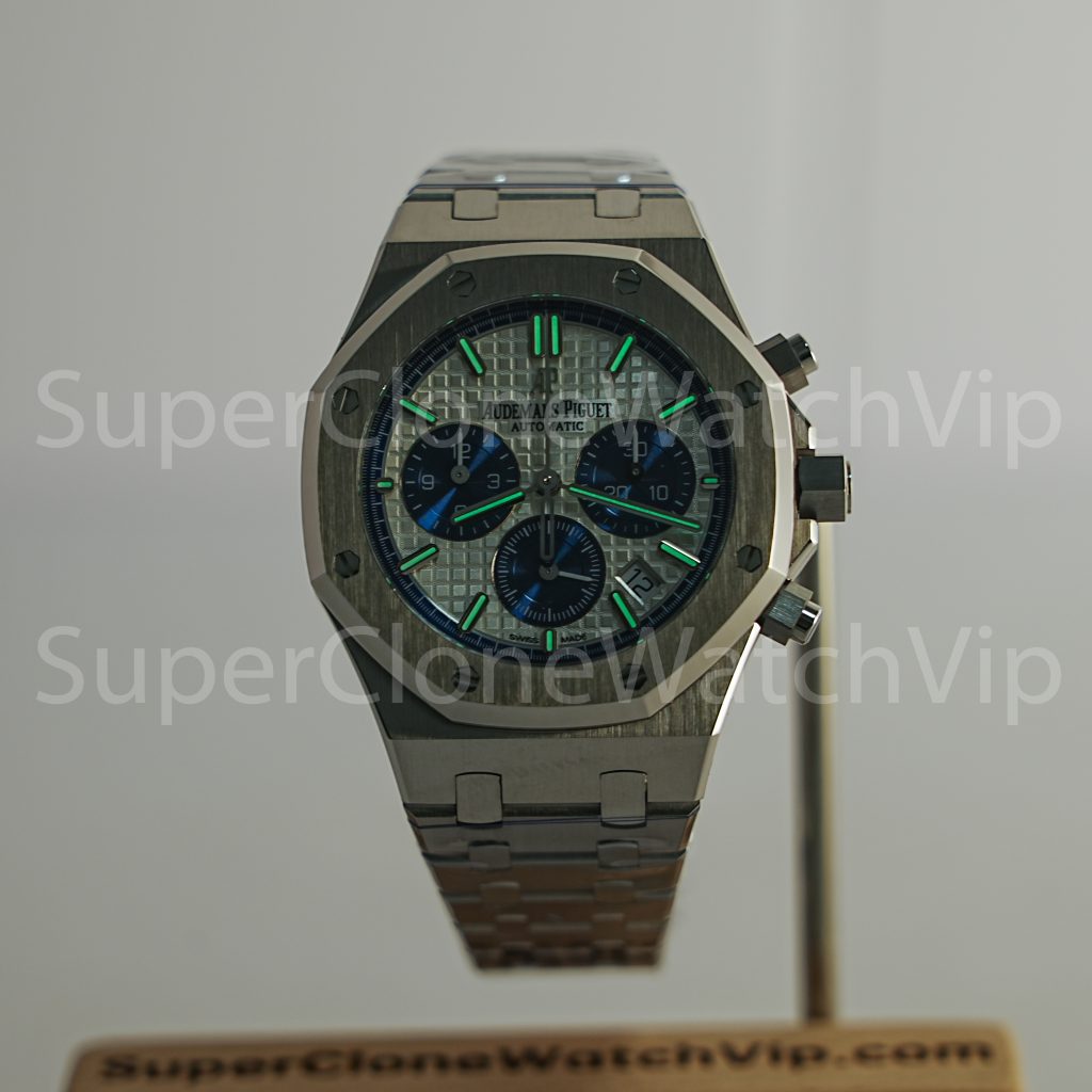 Audemars Piguet Royal Oak Chronograph 26315ST Steel Model Silver Grande Tapisserie Dial Blue Sub-dials Steel Bracelet 38mm Replica Watch - 2-235-scaled