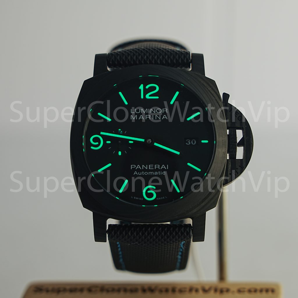 Panerai Luminor Marina PAM02661 Carbotech Black Dial Blue Lume Black Rubber Strap 44mm Replica Watches - 2-246-scaled