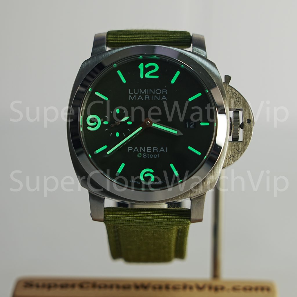 Panerai Luminor Marina eSteel PAM01356 Verde Smeraldo Green Gradient Dial Fabric Strap 44mm Replica Watches - 2-253-scaled