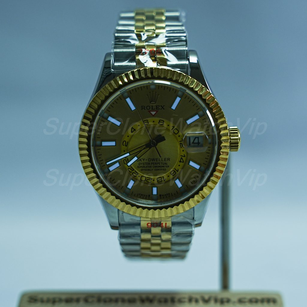 Rolex-Sky-Dweller-326933-Gold-Dial-Steel-Gold-42mm Super Clone Watches Replica Watches - 2-256-scaled