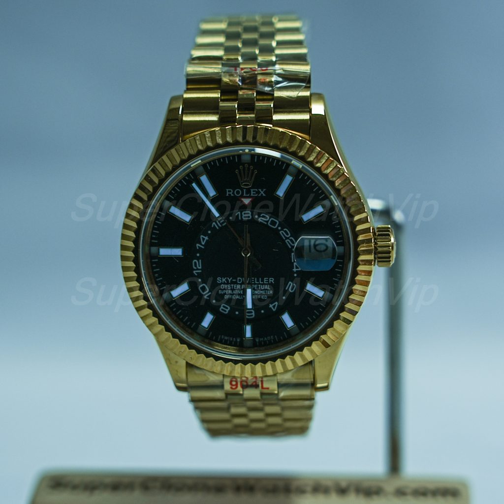 Rolex-Sky-Dweller-326238-Black-Dial-Yellow-Gold-42mm Super Clone Watches Replica Watches - 2-257-scaled