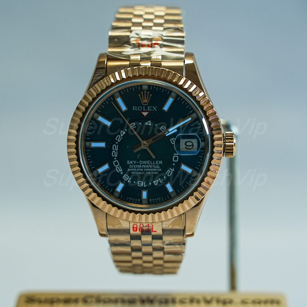 Rolex-Sky-Dweller-326235-Blue-Green-Dial-Rose-Gold-42mm Super Clone Watches Replica Watches - 2-258-scaled