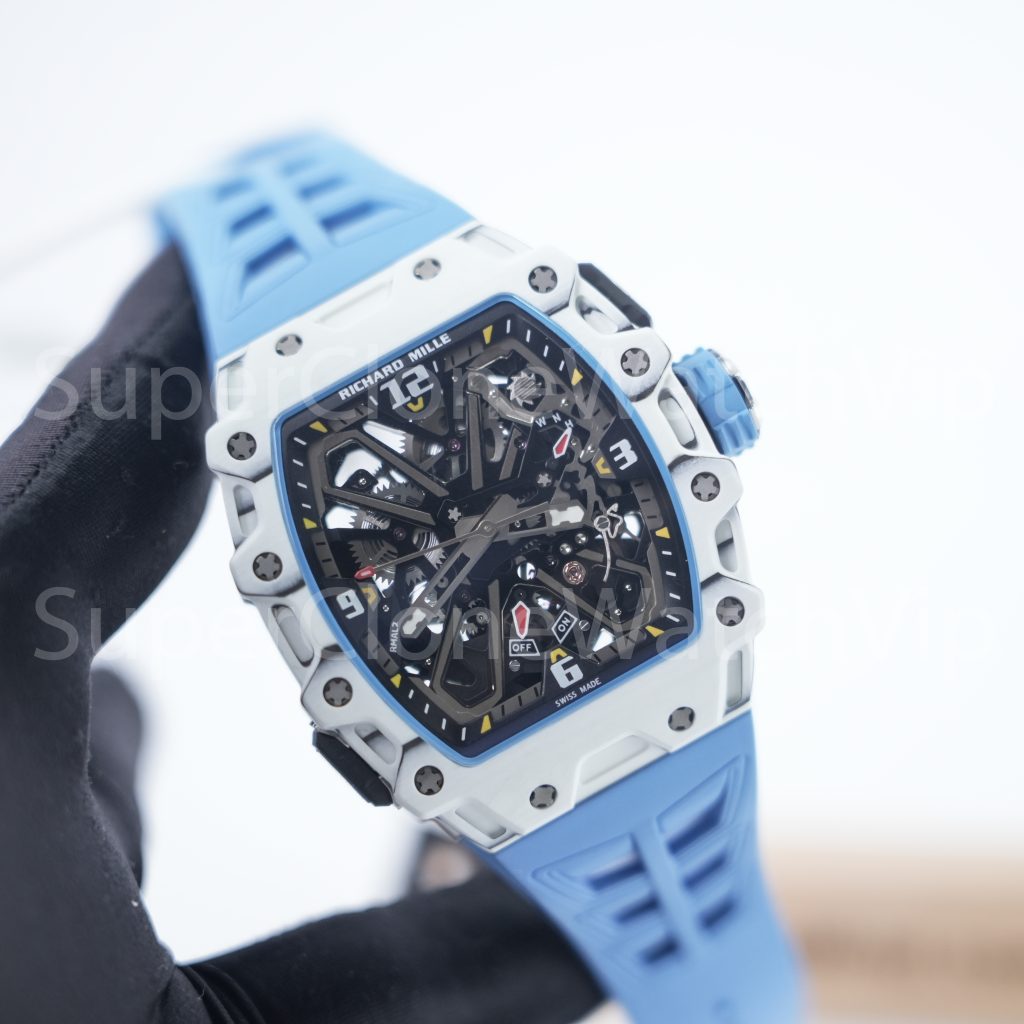 Richard Mille RM 35-03 Rafael Nadal Butterfly Rotor White Quartz TPT Blue Rubber Strap 49mm Replica Watch - 3-102-scaled