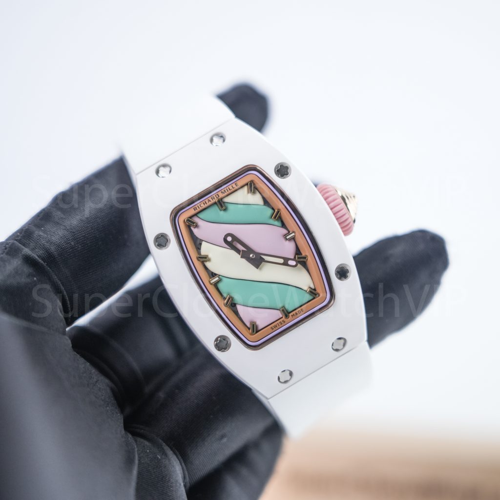 Richard Mille RM 07-03 Bonbon Steel Marshmallow Dial Steel Bezel White Rubber Strap 31mm Replica Watch - 3-173-scaled