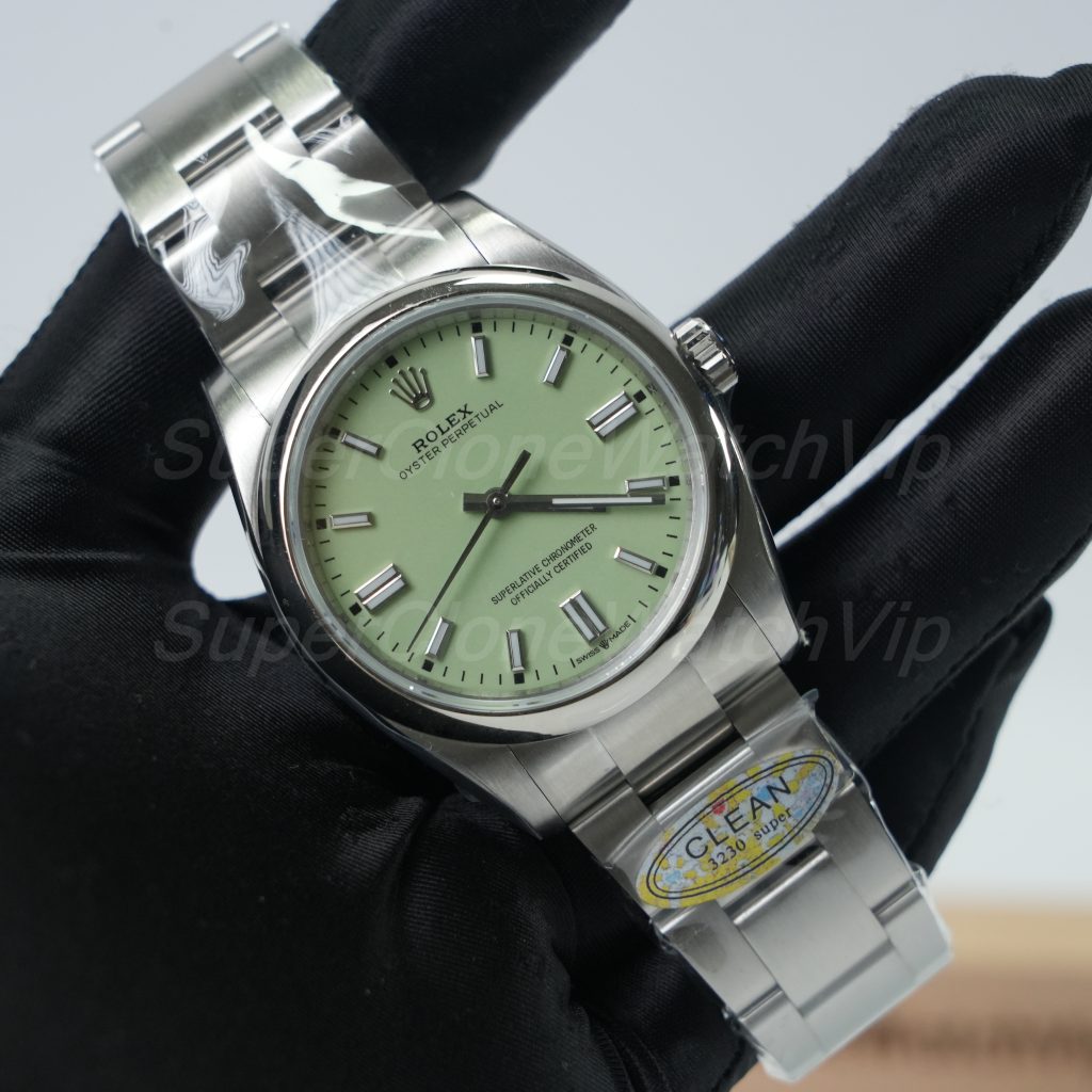 Rolex Oyster Perpetual Steel Model Pistachio Green Dial Oyster Bracelet 36mm Replica Watch - 3-185-scaled