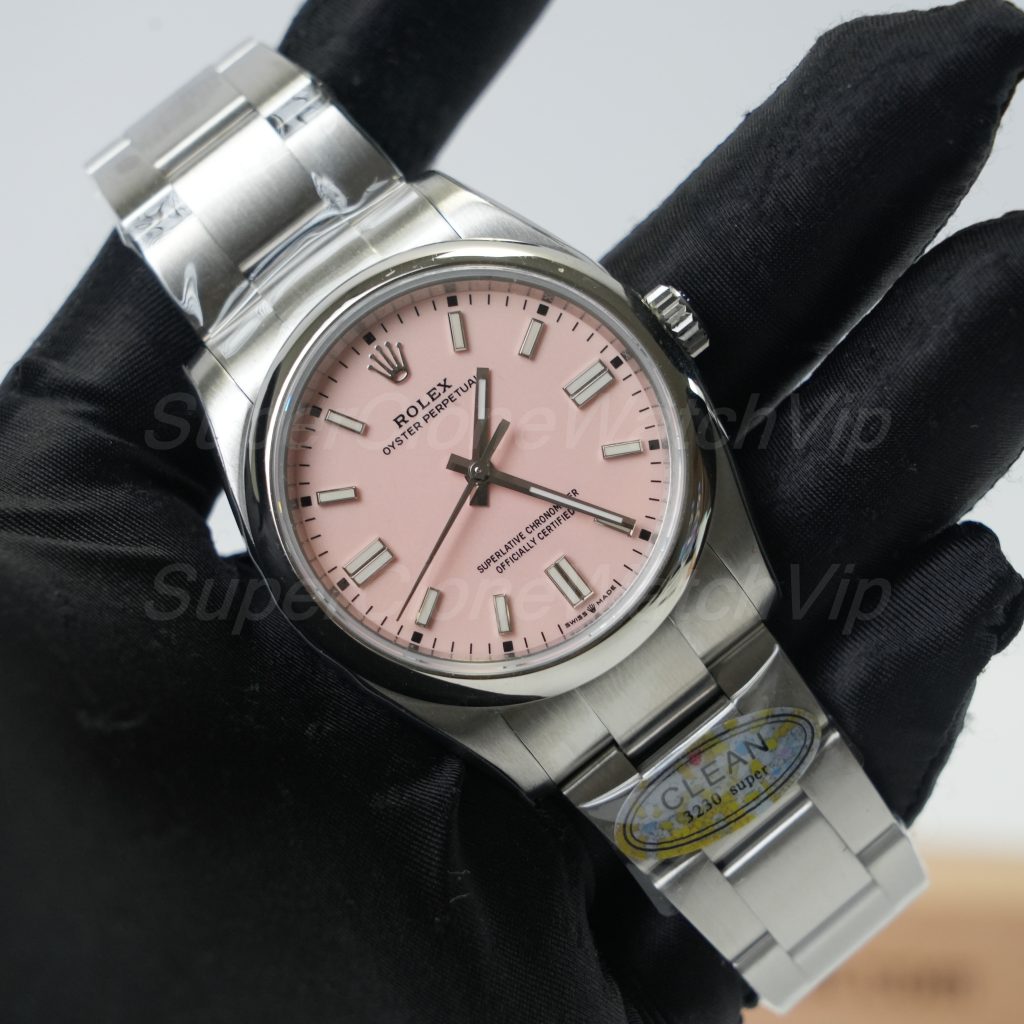 Rolex Oyster Perpetual Steel Model Candy Pink Dial Oyster Bracelet 36mm Replica Watch - 3-187-scaled