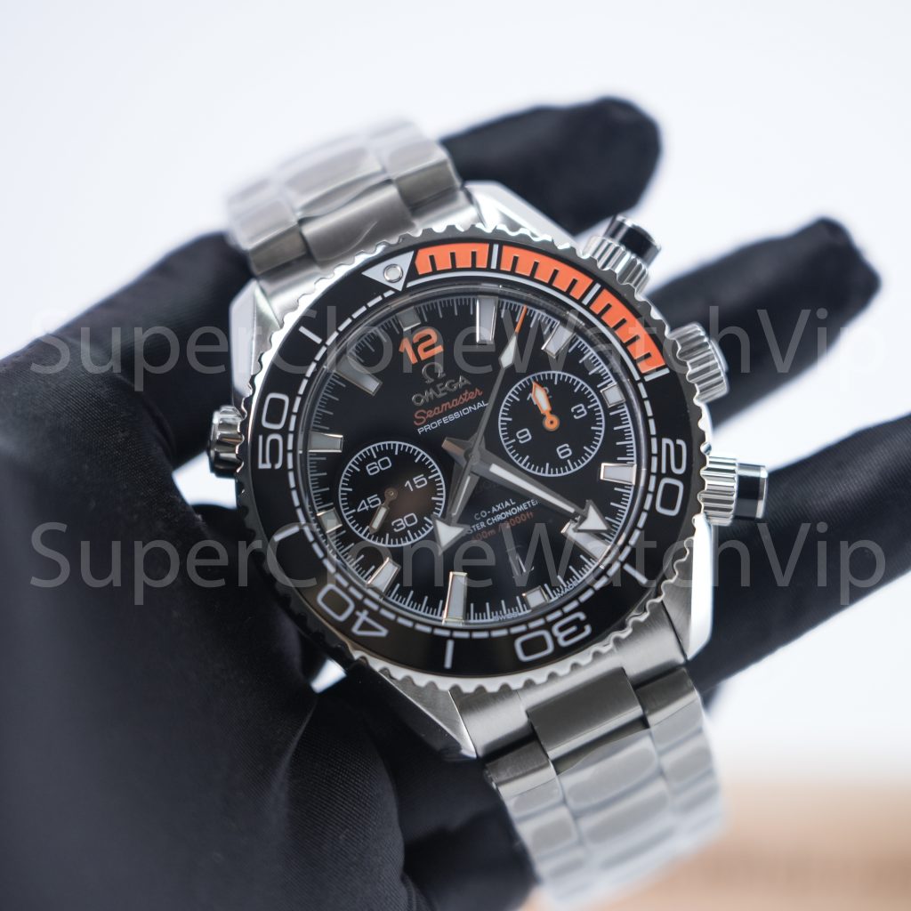 Omega Seamaster Planet Ocean 600M Chronograph Steel Model Black Dial Black-Orange Ceramic Bezel Steel Bracelet 45.5mm Replica Watches - 3-192-scaled