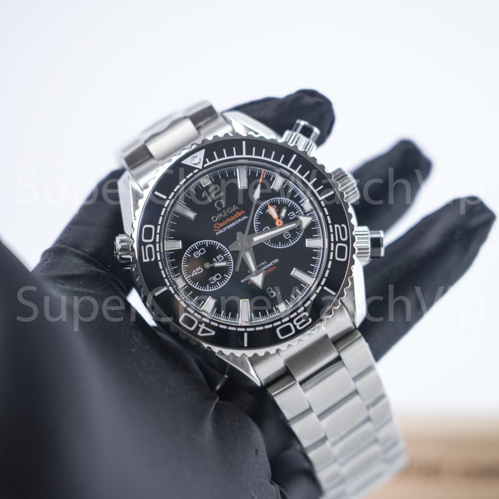 Omega Seamaster Planet Ocean 600M Chronograph Steel Model Black Dial Black Ceramic Bezel Steel Bracelet 45.5mm Replica Watches - 3-193-scaled