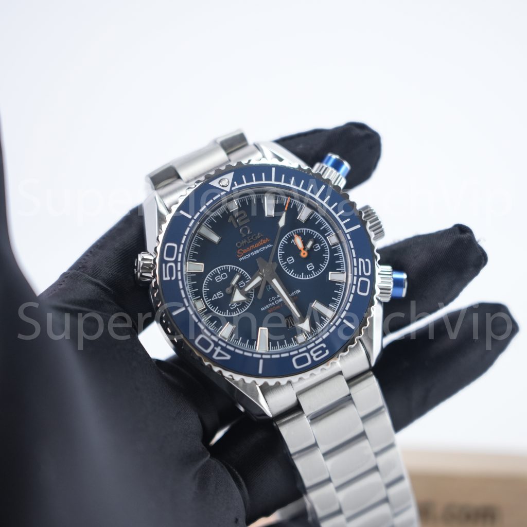 Omega Seamaster Planet Ocean 600M Chronograph Steel Model Blue Dial Blue Ceramic Bezel Steel Bracelet 45.5mm Replica Watches - 3-198-scaled