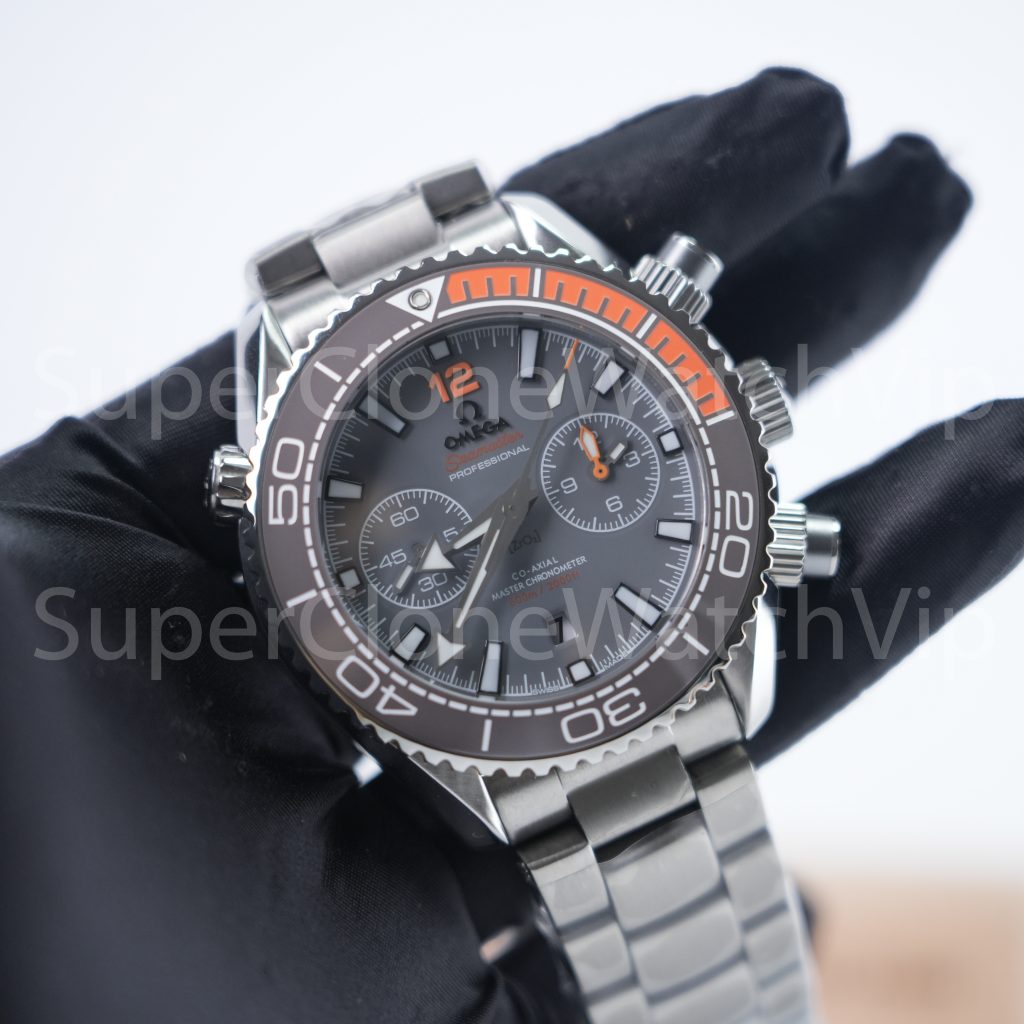 Omega Seamaster Planet Ocean 600M Chronograph Steel Model Grey Dial Grey-Orange Ceramic Bezel Steel Bracelet 45.5mm Replica Watches - 3-199-scaled